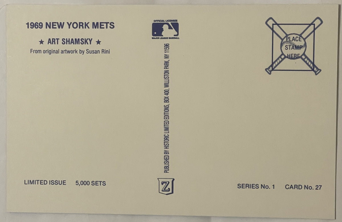Vintage 1980s Limited Edition Only 5000 Ever! 1969 Art Shamsky NY Mets Postcard š