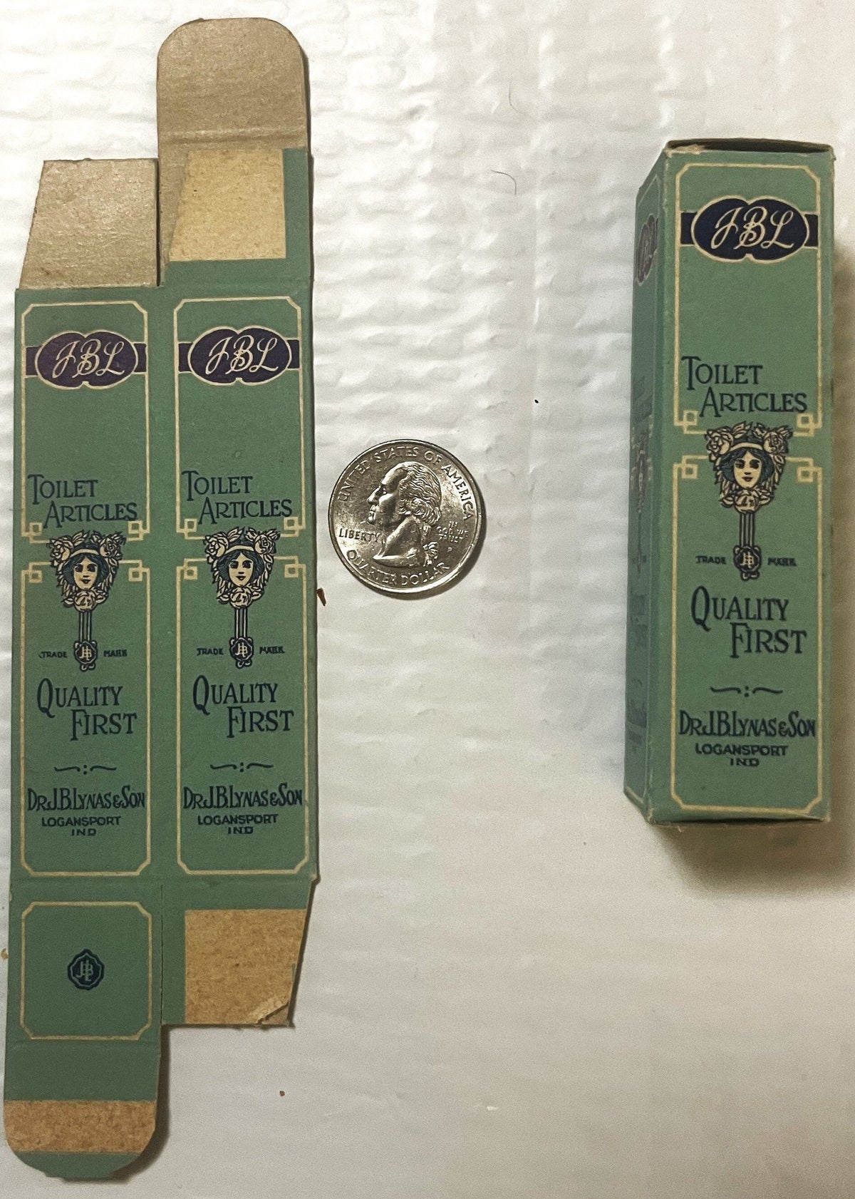 Antique JBL Toilet Articles Box π§΄ Dr. J.B. Lynas & Son Logansport Indiana Vintage Advertising Carton