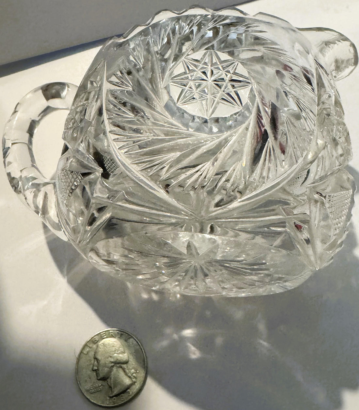 Antique American Brilliant Cut Glass Creamer š Pinwheel & Hobstar, Unsigned ABP, Choice of Two Silhouettes c 1900-1915