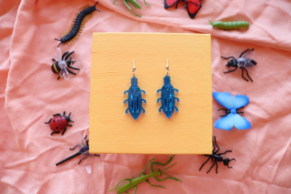 Colorful Beetle Bug Dangle Earrings