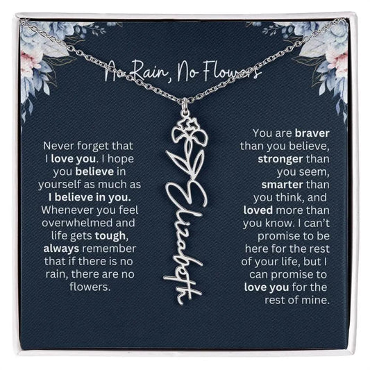 Personalized Birth Flower Name Necklace | Most Meaningful Birthday Gift for Daughter from Dad