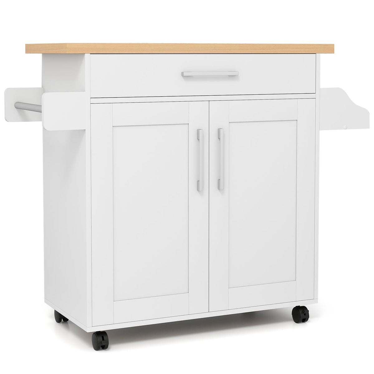 Rolling Kitchen Island Cart with Towel and Spice Rack