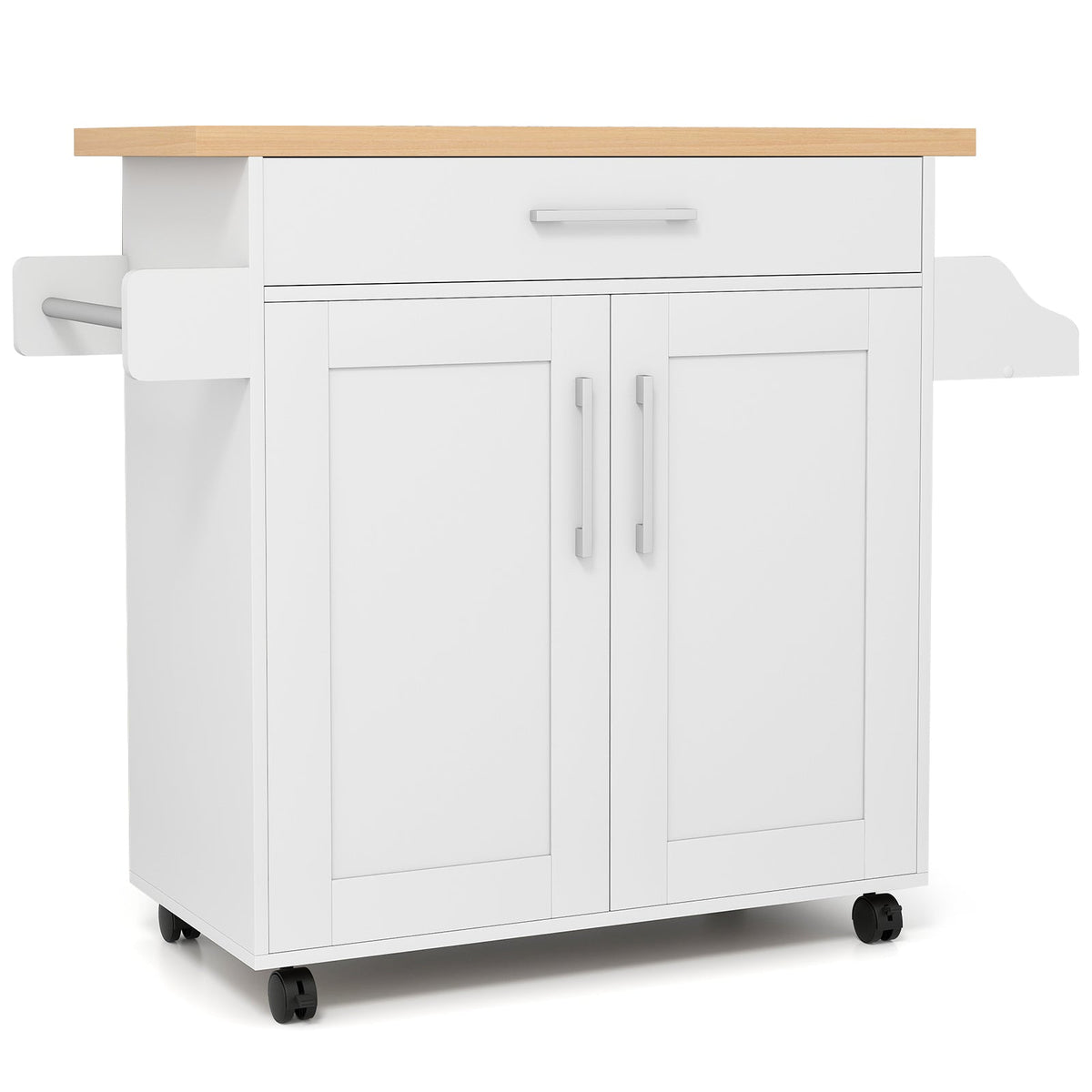 Rolling Kitchen Island Cart with Towel and Spice Rack