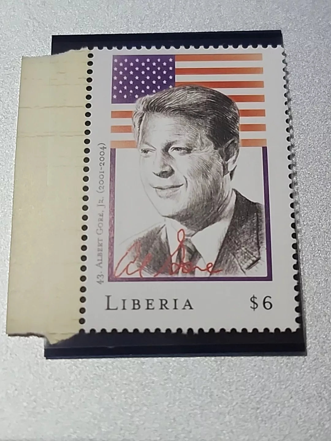 #43 Al Gore Presidential Stamp ā $6 Liberia Commemorative Stamp