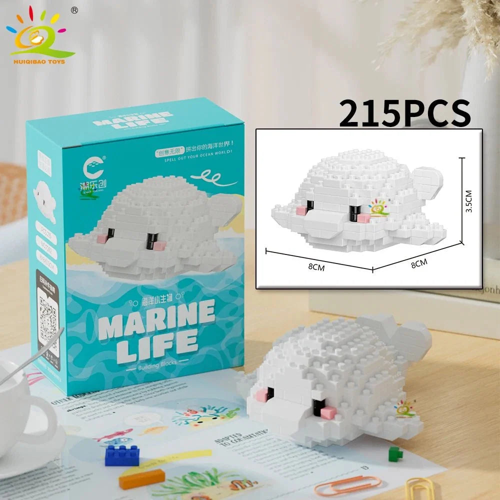 Sea Animal Micro Building Blocks | 3D Mini Brick Sets for Kids and Collectors