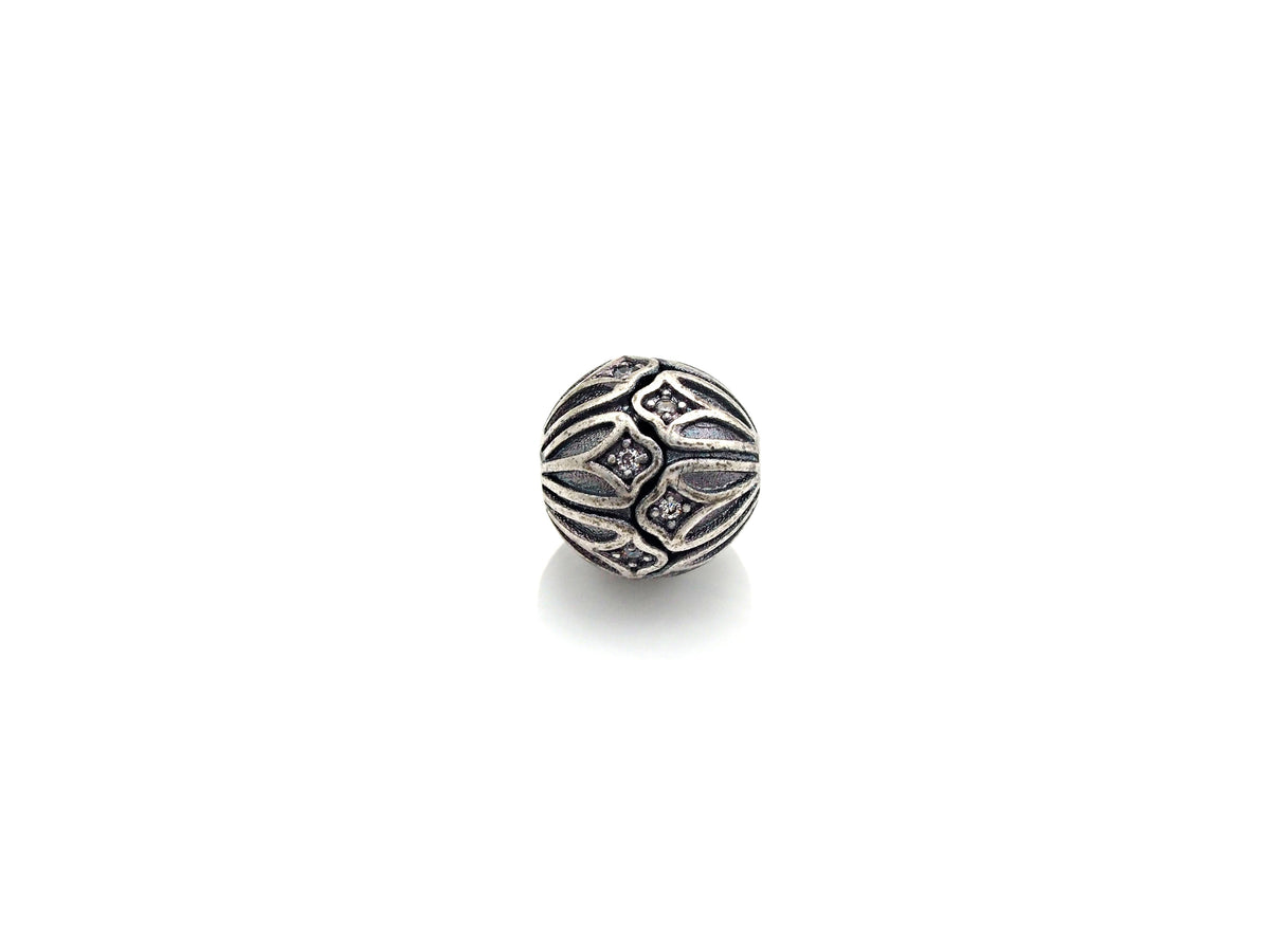 Antique Silver CZ Pave round ball, CZ Pave Spacer Beads in oxidized silver,10mm, sku#X133