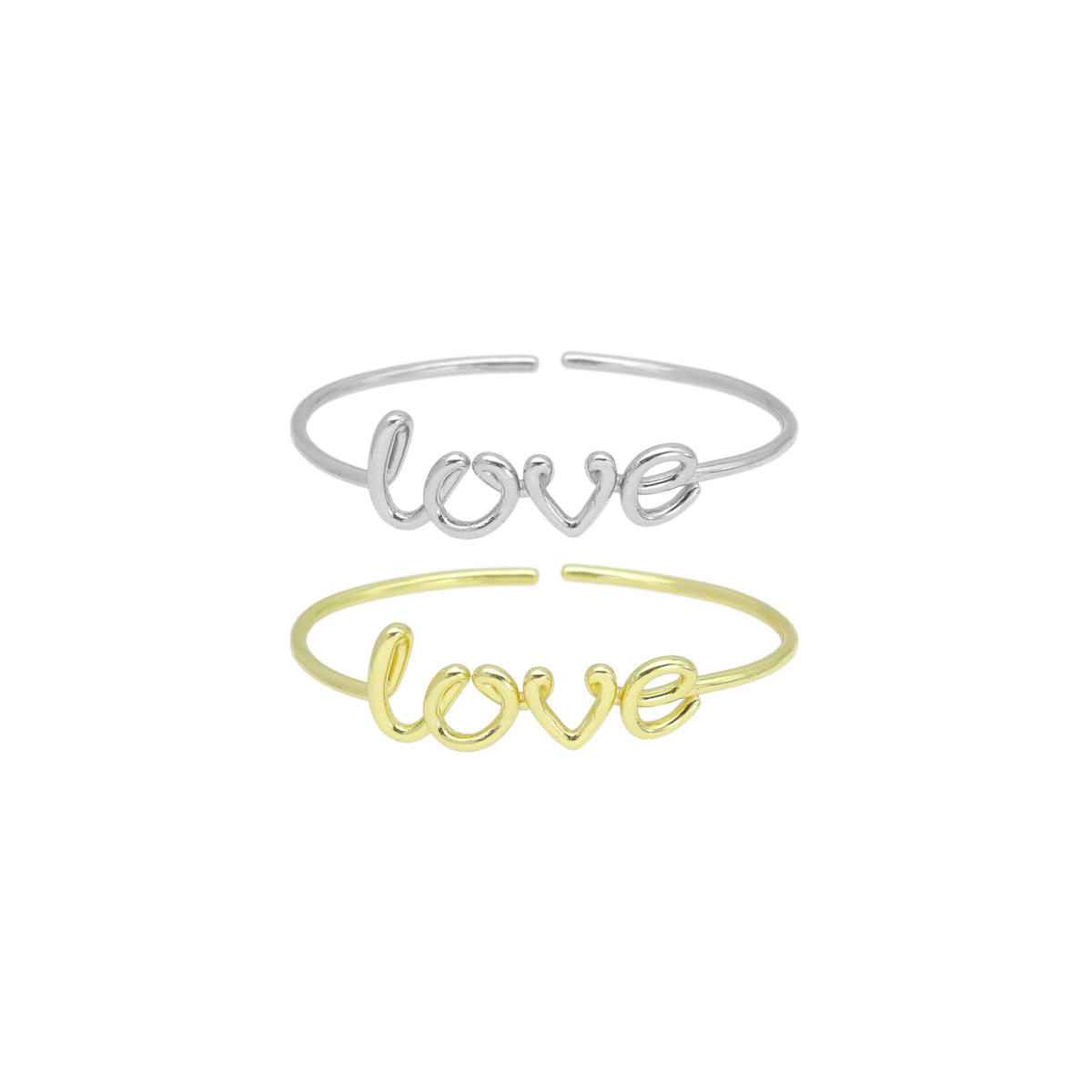 Silver Gold Love Adjustable Bracelet, Sku#A445