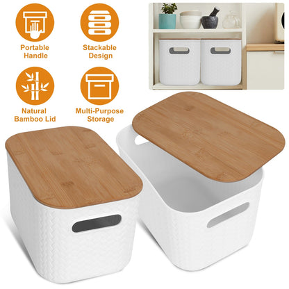 Stackable Storage Bins with Bamboo Lids - 2 Pack