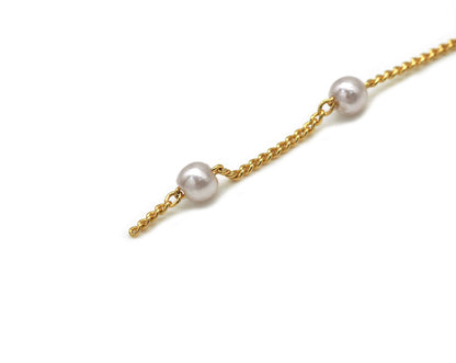 18K Gold/Silver Filled Dainty Pearl Satellite Chain,Sku#E556