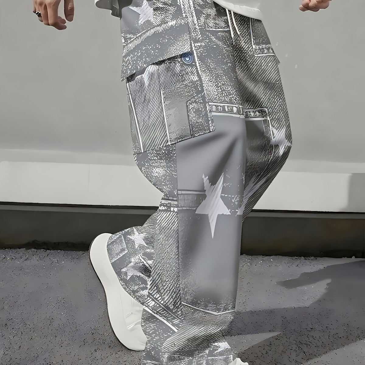 Mens Loose Fit Work Pants With A Drawstring