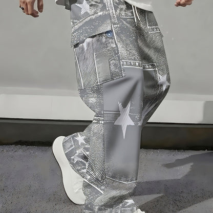 Mens Loose Fit Work Pants With A Drawstring