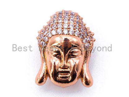 CZ Micro Pave Buddha Head Beads, Cubic Zirconia Pave Charm, Buddha Head Space Beads, 18x14mm, sku#C49