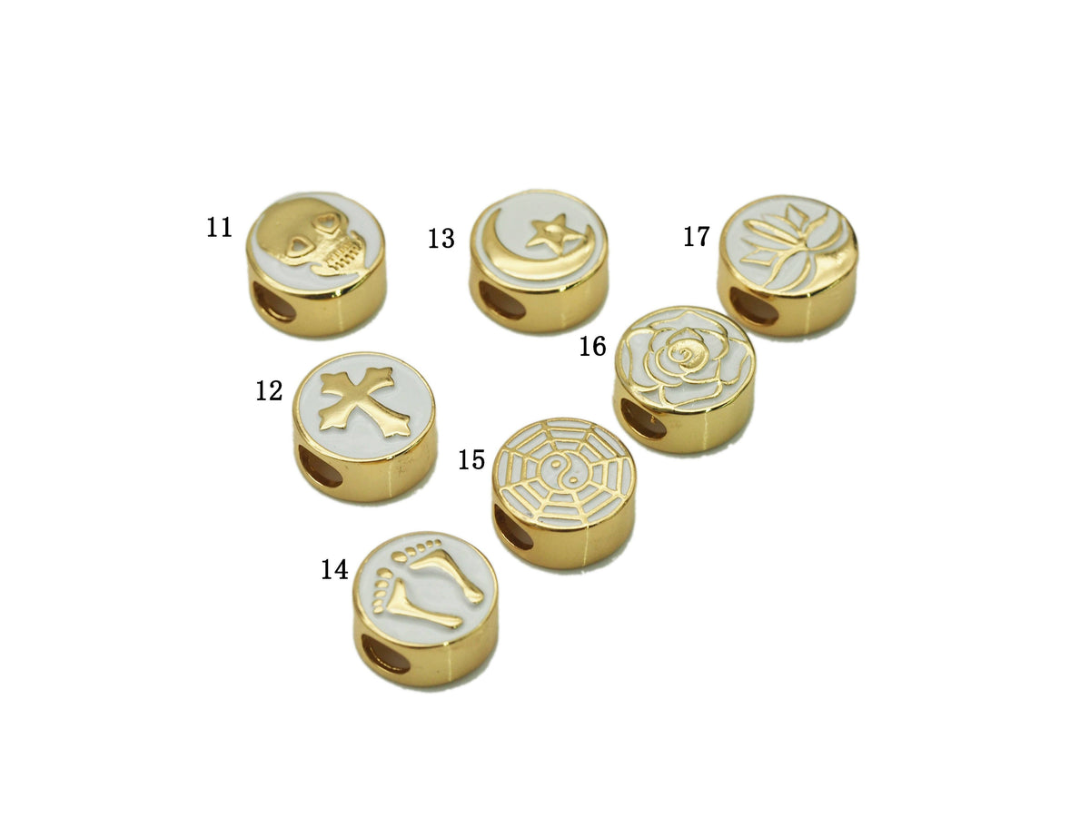 Whtie Enamel Spacer Beads, Sku#LK579