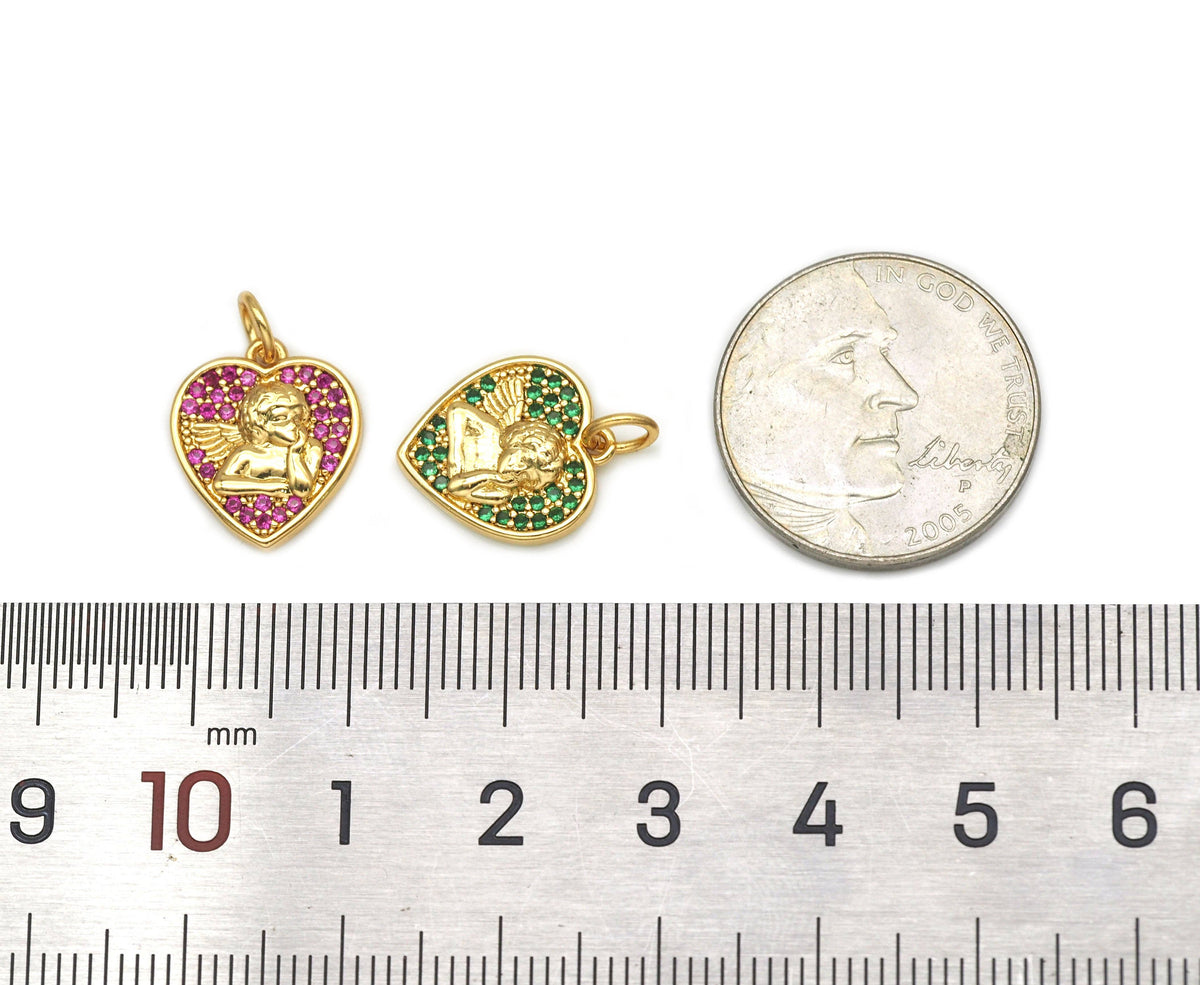 CZ Angel Heart Charm, Sku#B156
