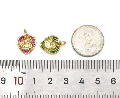 CZ Angel Heart Charm, Sku#B156