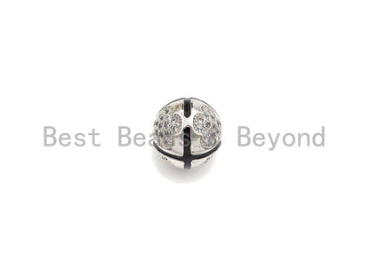 CZ Micro Pave Cross Patten Spacer Beads for Bracelet/Necklace, Men's Jewelry Bracelet Beads, 10mm, sku#Z1095