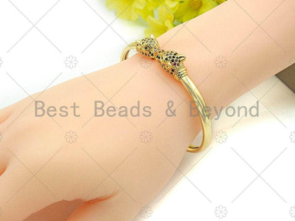 CZ Panther Head Cuff Bracelet, Sku#X155