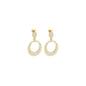 Fully CZ Pave Gold Oval go-go Dangle Earrings, Sku#LD520