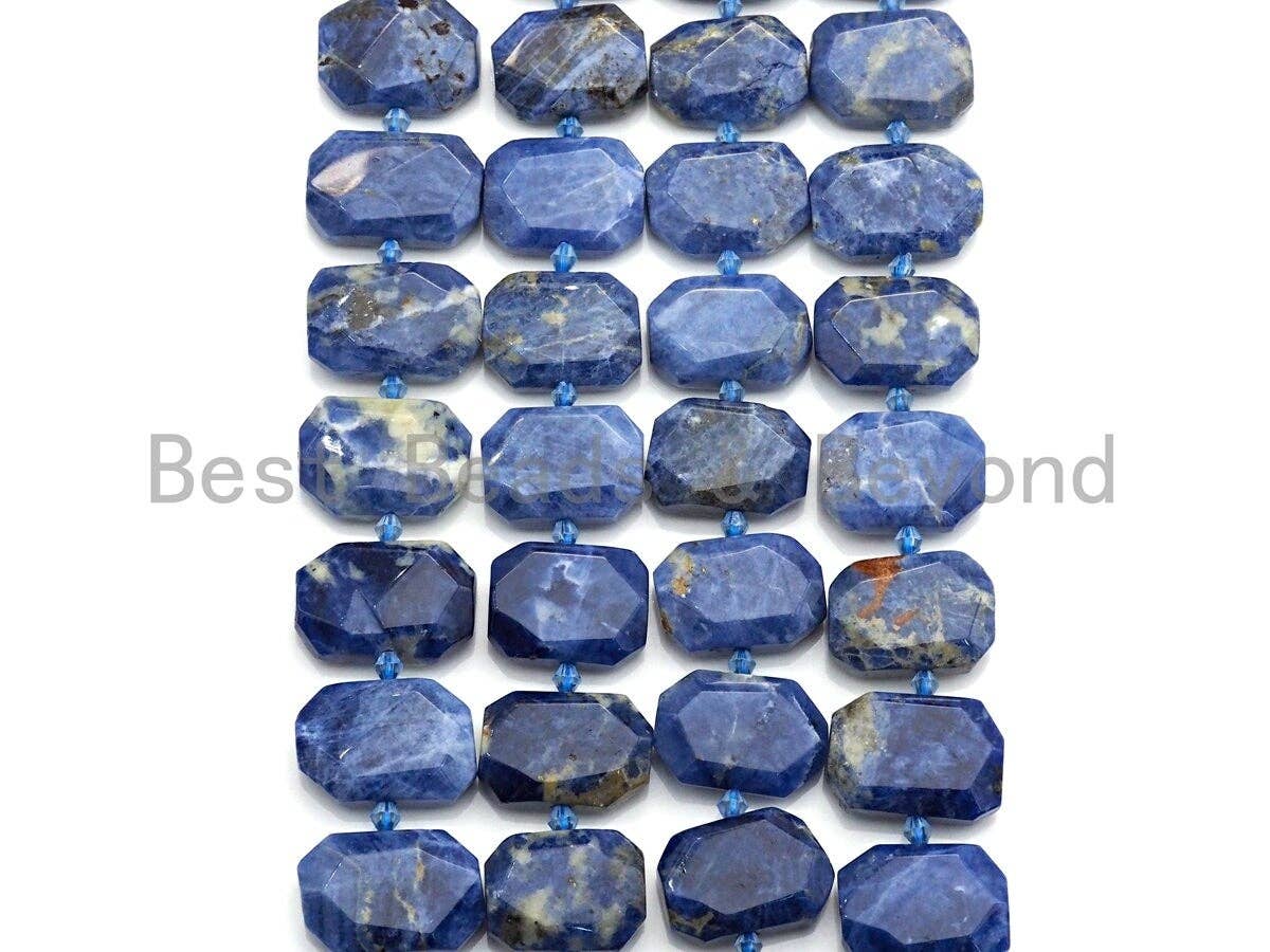 High Quality Natural Sodalite Rectangle Faceted Beads, Natur