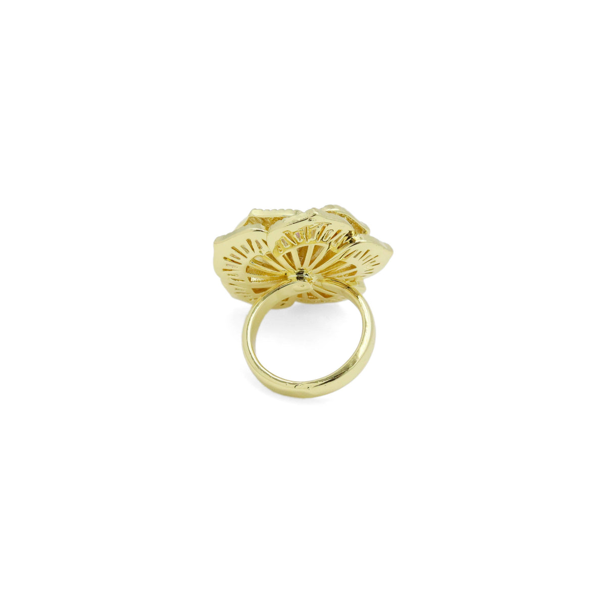 Baguettz CZ Rose Flower Statement Adjustable Ring, Sku#LD621