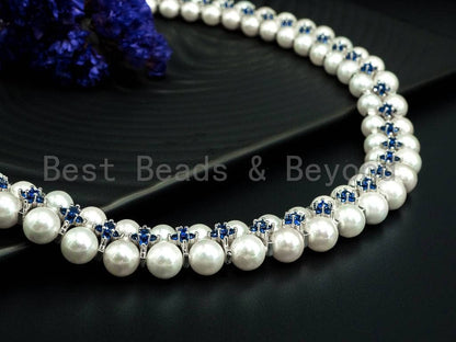 White Pearl Cubic Zirconia Necklace Bracelet Set, P18