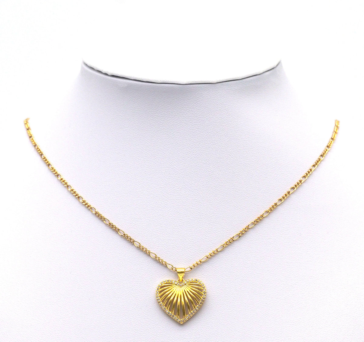 Gold CZ Hollow Fav Heart Charm, Sku#JL132