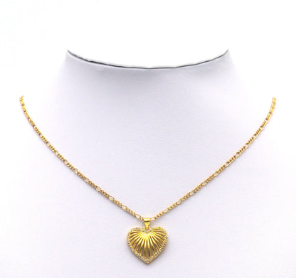 Gold CZ Hollow Fav Heart Charm, Sku#JL132