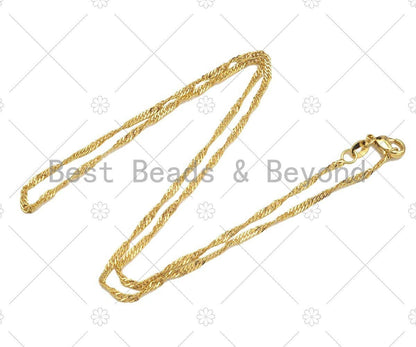 18K Gold Finished Gold Singapore Chain Necklace, sku#JD05