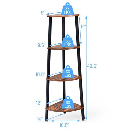 4-Tier Corner Shelf Metal Storage Rack Domestic Bookcase