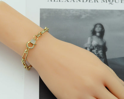 18k Gold Mixed Paperclip Chain Necklace/Bracelet, sku#CL12