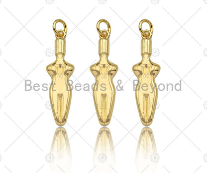 18K Dainty Gold Female Body Pendant,Female Empowerment Charm, Necklace Bracelet Charm Pendant,8x27mm, Sku#LK267