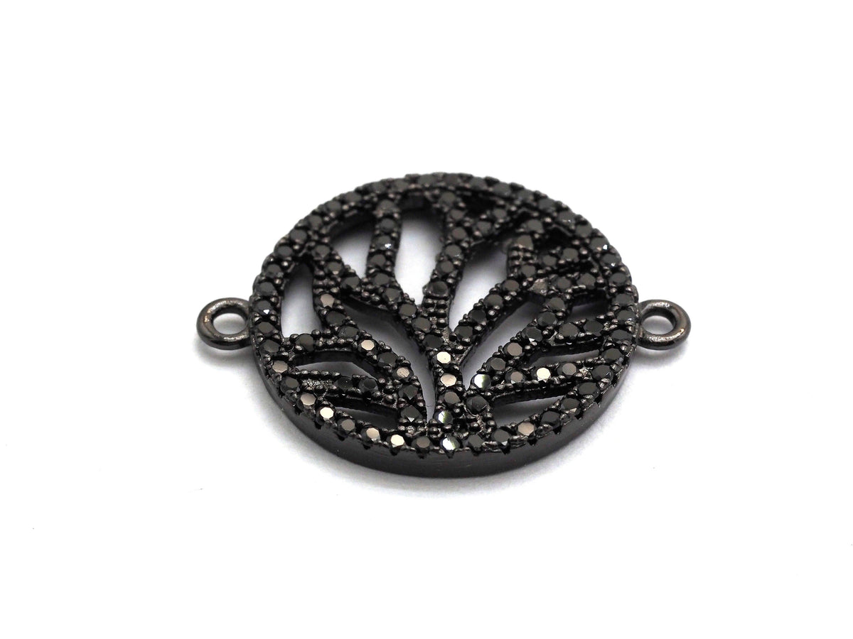 Black CZ flower Connector charm, sku#A92