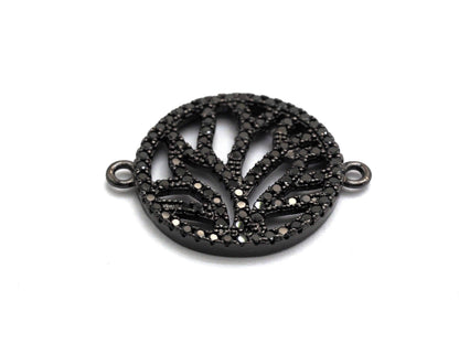 Black CZ flower Connector charm, sku#A92