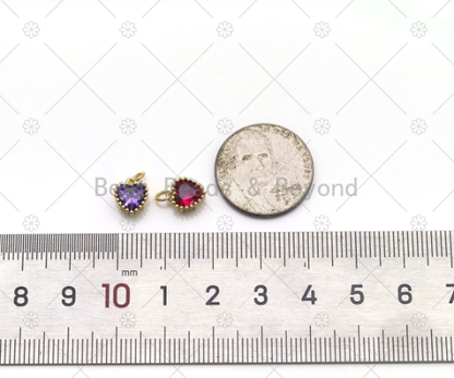 Colorful Big CZ Micro Pave Heart Shape Pendant,18K Gold Filled Heart Charm, Necklace Bracelet Charm, Sku#LK530