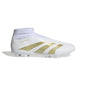 adidas League Laceless Firm Ground Sneaker White/Gold Metallic/Sandy Beige Metallic 8.5