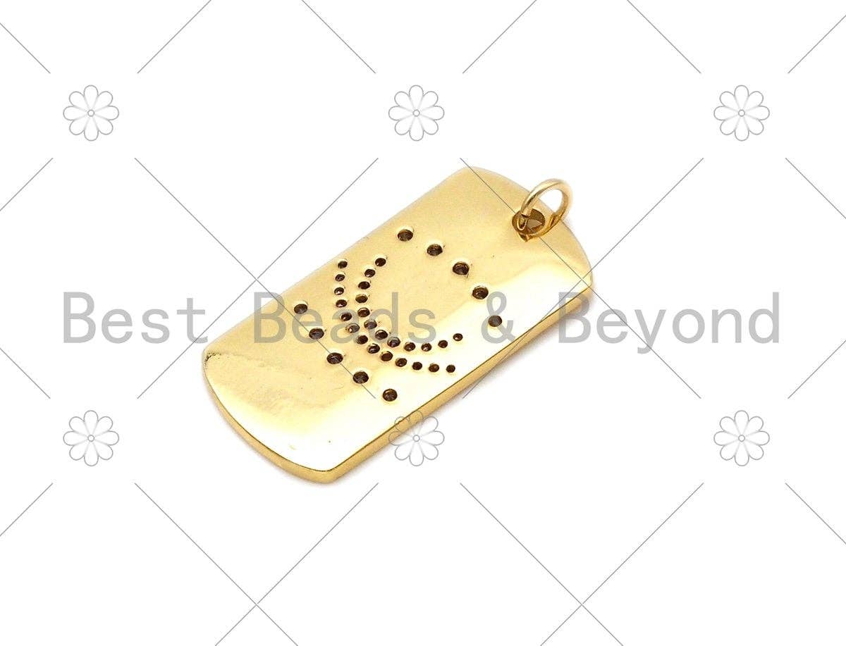 CZ Micro Pave Turquoise Blue Evil Eye Dog tag charm,18K Gold Filled Evil Eye Charm,Sku#L581