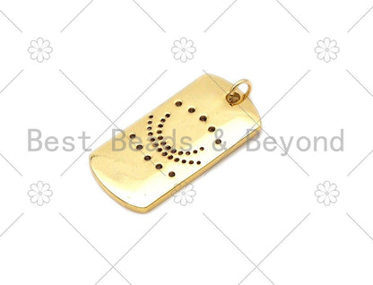 CZ Micro Pave Turquoise Blue Evil Eye Dog tag charm,18K Gold Filled Evil Eye Charm,Sku#L581