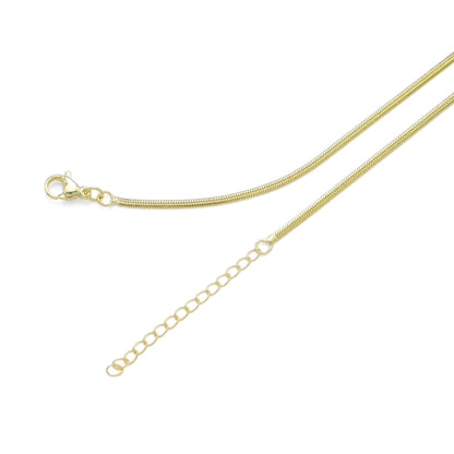 Gold Thin Slinky Herringbone Chain Necklace, Sku#LD535