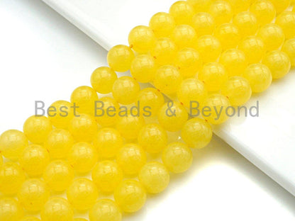 Natural Yellow Jade Round Smooth Beads,  6mm/8mm/10mm/12mm,