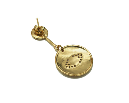 Enamel Evil Eye Round Coin Shape Dangle Earrings, SKU#Y603