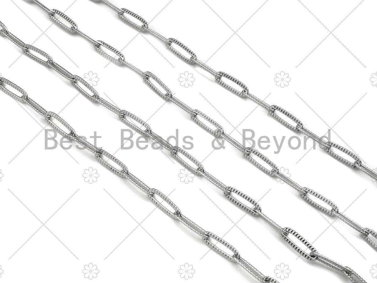 4x12mm Stainless Steel Paperclip Chain by Yard, Silver Unfinished Jewelry Chains, Wholesale Paper Clip Chain, non-tarnishing Chain, sku#A99