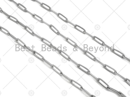 4x12mm Stainless Steel Paperclip Chain by Yard, Silver Unfinished Jewelry Chains, Wholesale Paper Clip Chain, non-tarnishing Chain, sku#A99