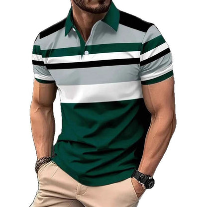 Mens Casual Printed Button-up Shirt With A Lapel Collar