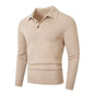 Fashionable Lapel-Neckline Buttoned Casual Pullover Base-Layer Knit Sweater