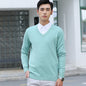 Mens Loose-Fit V-Neck Sweater Thick And Warm Knitted Top