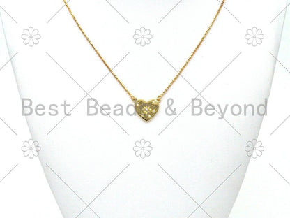 CZ Micro Pave Five Point Star On Heart Shape Pendant,18K Gold Filled Star Charm, Necklace Bracelet Charm Pendant,19x16mm,Sku#LK403