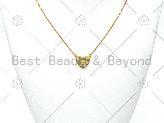 CZ Micro Pave Five Point Star On Heart Shape Pendant,18K Gold Filled Star Charm, Necklace Bracelet Charm Pendant,19x16mm,Sku#LK403