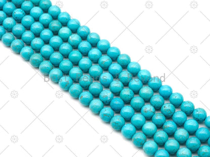 Natural Turquoise Blue Howlite Round Smooth Beads, Sku#U1174