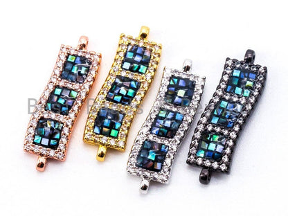 CZ Micro Pave Abalone Rectangle Connector, SKU#E329C