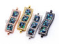 CZ Micro Pave Abalone Rectangle Connector, SKU#E329C